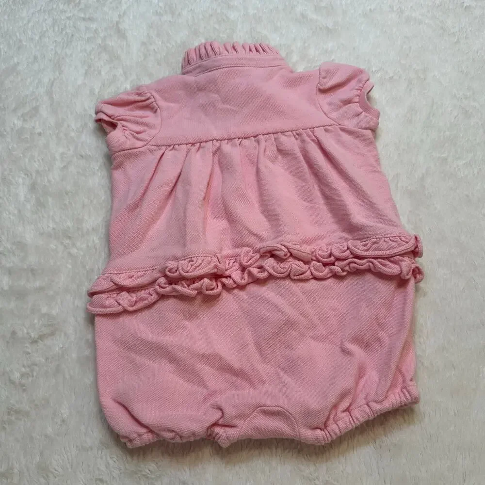 Ralph Lauren Pink Ruffle Romper sz 9 months Ralph Lauren Bubble Romper